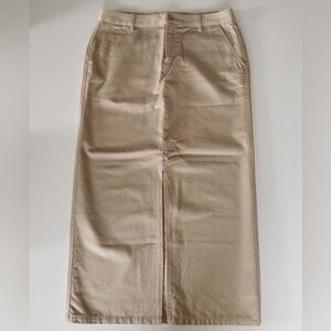 Gap Hutton Beige Cotton Front Slit Midi Skirt